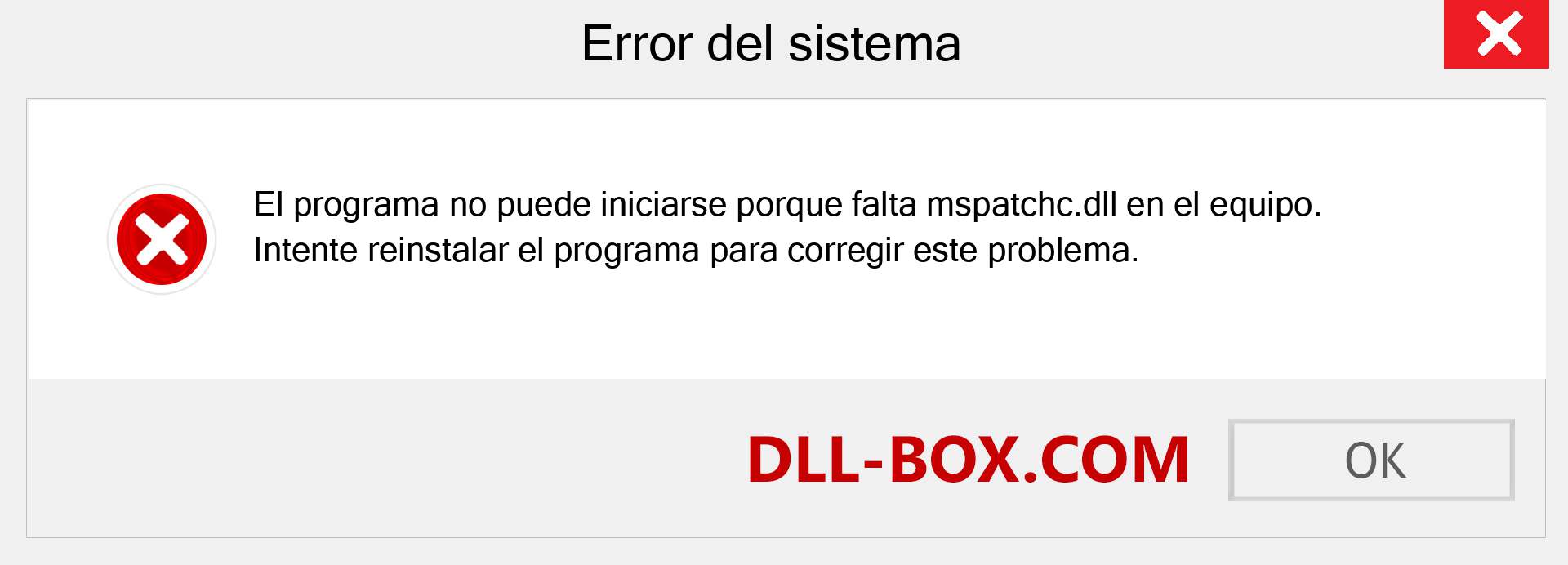 ¿Falta el archivo mspatchc.dll ?. Descargar para Windows 7, 8, 10 - Corregir mspatchc dll Missing Error en Windows, fotos, imágenes